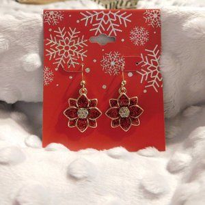 Pointsettia Drop Pierced Earrings